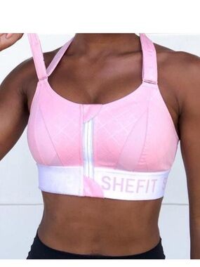 SHEFIT Adjustable pink sports bra size Medium fits bust 35” to 38”